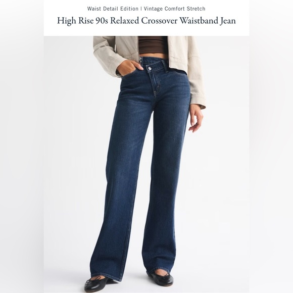 Abercrombie & Fitch Denim - Abercrombie & Fitch Dark Blue straight leg crossover waist jeans